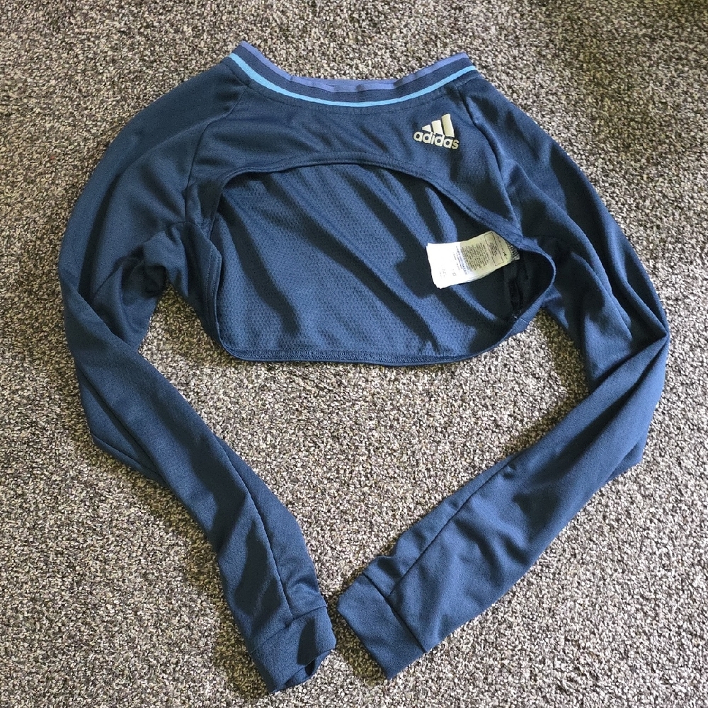 Adidas Dark Blue Long Sleeve Crop Top